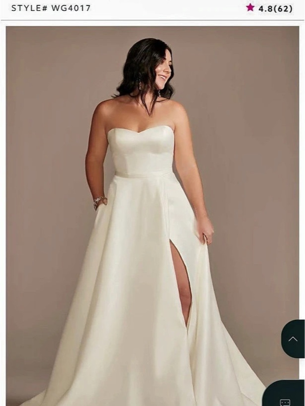 David's Bridal WG4017 Strapless Wedding Dress in Ivory